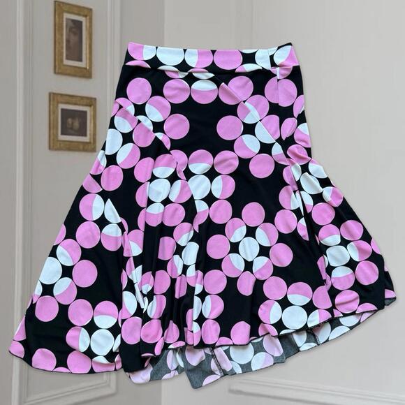 Dresses & Skirts - Y2K Black and Pink Funky Patterned Midi Skirt Sex and the City Carrie Bradshaw